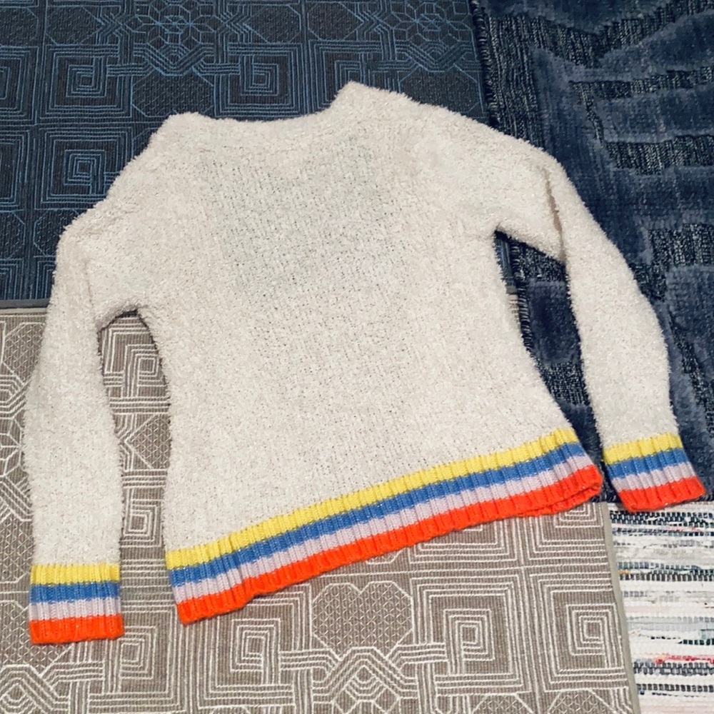 White w/ Silver Shimmer Short Open Cardigan - Neon Yellow, Neon Orange, Blue - Picture 3 of 5